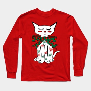 Cute Holiday Snowflake Cat Long Sleeve T-Shirt